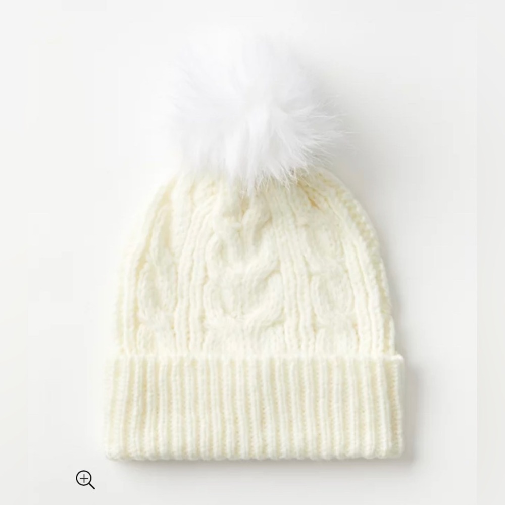 LOFT NWT Cable Pom Pom Beanie - Irish Cream